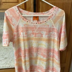 Hearts of Palm Pink and Orange Short Sleeve Top